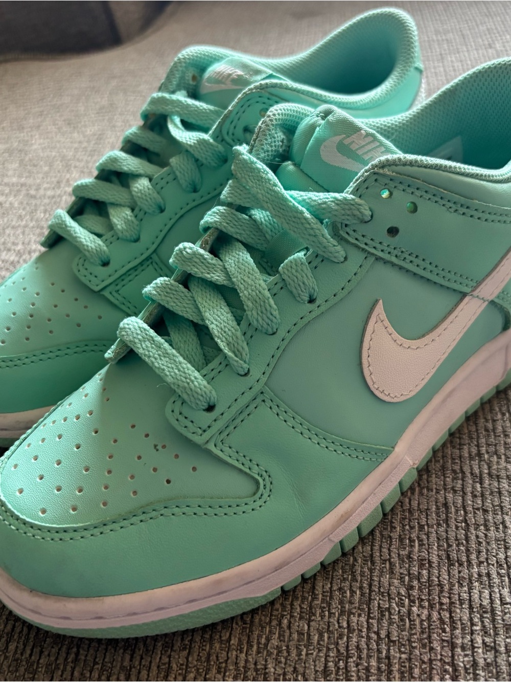 Nike Kids Low-Top Sneakers in Mint Green with White Swoosh